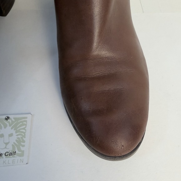 Anne Klein iFlex Brown Leather Wide Leg Knee High Riding Boots US 8M *Flaw* - Picture 10 of 12